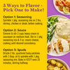 This image provides three different ways to flavor food: seasoning sauce and spuds with instructions for each option.
