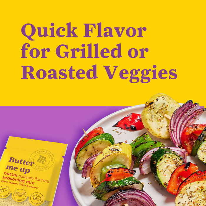 A package of Better Than Bouillon vegetable base seasoning mix is displayed next to grilled vegetable skewers highlighting its use for adding quick flavor to grilled or roasted vegetables.