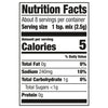 Nutrition facts label showing that one teaspoon of mix contains 5 calories 0% total fat 10% sodium 0% total carbohydrate less than 1g total sugars and 0g protein.