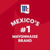 A red promotional graphic featuring the McCormick logo above white text declaring it as the number 1 mayonnaise brand in Mexico.