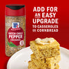 A jar of McCormick Hatch Chile Pepper next to a stack of cornbread advertising it as an easy upgrade to casseroles or cornbread.