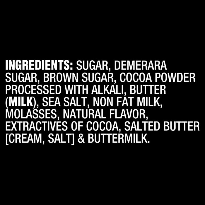 A detailed ingredients list for Mccormick Ravenclaw Finishing Sugar Harry Potter 3.37 Oz, including sugar, demerara sugar, brown sugar, cocoa powder processed with alkali, butter, sea salt, non fat milk, molasses, natural flavor, extractives of cocoa, salted butter, and buttermilk.