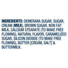 The image shows the ingredient list for a food product, including demarara sugar, sugar, cream, brown sugar, and buttermilk.
