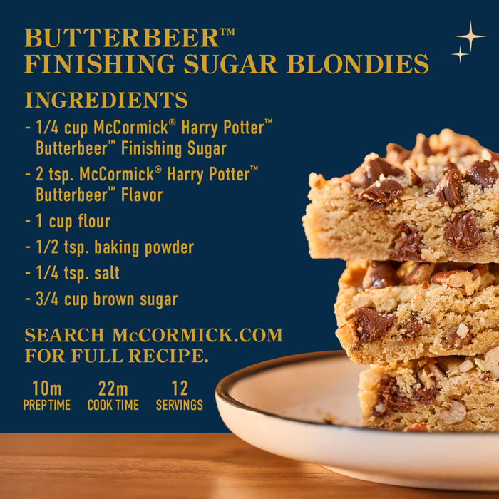Recipe for Butterbeer Finishing Sugar Blondies featuring McCormick Butterbeer Finishing Sugar.