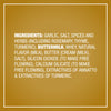 An informational graphic displays the ingredient list for Mccormick Garlic And Herb Butter Roast Seasoning Mix, 1.0 Oz, which includes garlic, salt, rosemary, thyme, turmeric, buttermilk, and butter.