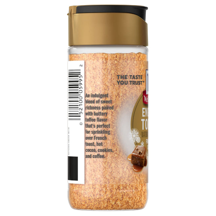A container of McCormick Cinnamon Sugar blend, perfect for sprinkling on toast, fruit, cookies, and coffee.
