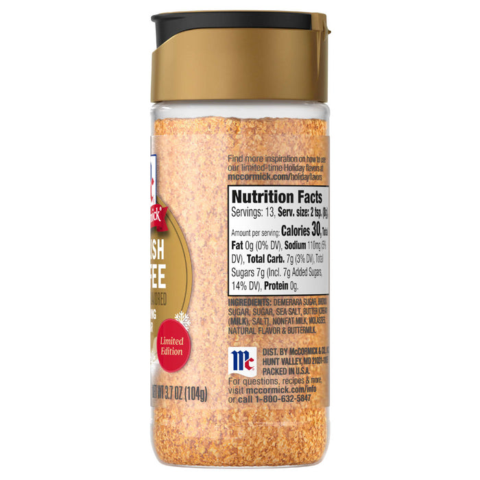 A container of McCormick Garlic Salt is shown with its nutrition facts label.