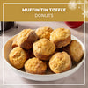 A hand sprinkles Mccormick English Toffee Finishing Sgr 3.7 Oz onto chocolate-dipped cookies on a baking sheet, with text overlay suggesting its use on French toast and cookies.
