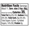 Nutrition facts label showing that one serving of 2 teaspoons (8g) contains 35 calories, 0g total fat, 0mg sodium, 8g total carbohydrates, 7g total sugars, and 0g protein.
