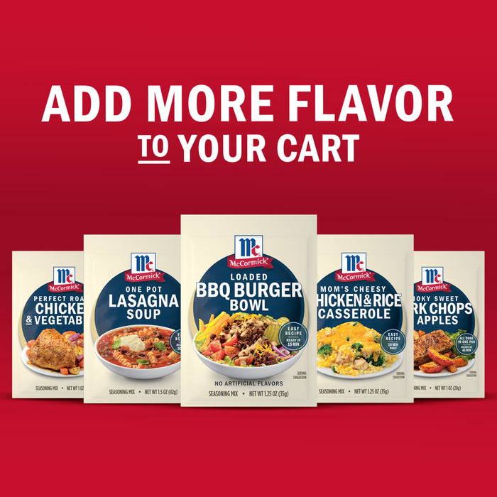 McCormick spices are featured in this image promoting adding more flavor to your cart.