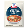 McCormick One Pot Lasagna Soup seasoning mix package.