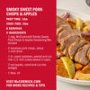 McCormick's Smoky Sweet Pork Chops &amp; Apples recipe image shows the ingredients and preparation time.