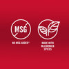 The image shows two icons indicating that the product has no MSG added and is made with McCormick spices.