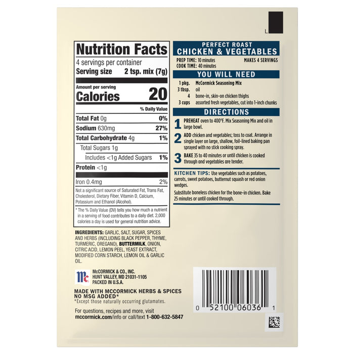 A packet of Knorr Vegetable Recipe Mix shows the nutrition facts and preparation instructions.