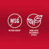 The image shows two icons: one indicating No MSG Added and the other stating Made with McCormick Spices.