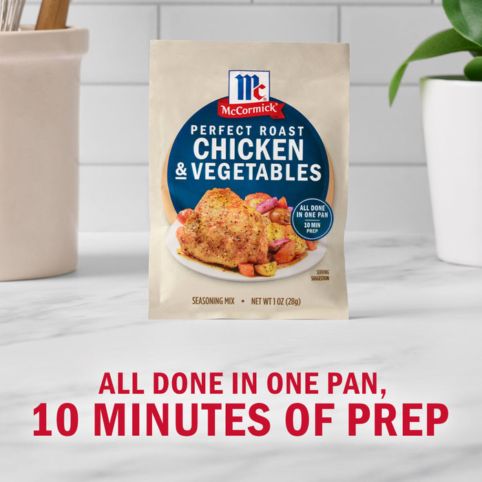 McCormick Perfect Pinch Chicken and Vegetables seasoning mix promises a complete one-pan meal with only 10 minutes of prep.