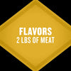 A yellow diamond graphic for Mccormick Grill Mates Tennessee Style Whiskey Honey Marinade Seasoning Mix 1.0 Oz stating that it flavors 2 lbs of meat.