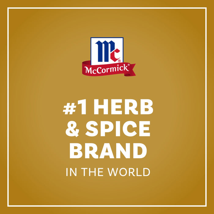 A graphic featuring the McCormick logo and text identifying it as the number one herb and spice brand in the world for Mccormick Turkey Dry Brine Rub 12.2 Oz.