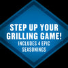 A blue diamond graphic promotes grilling with four epic seasonings.