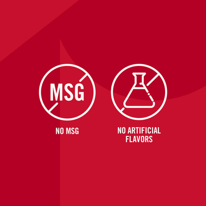 An illustration highlights that the Mccormick Garlic And Olive Oil Seasoning Blend, 5.25 Oz contains no MSG and no artificial flavors.