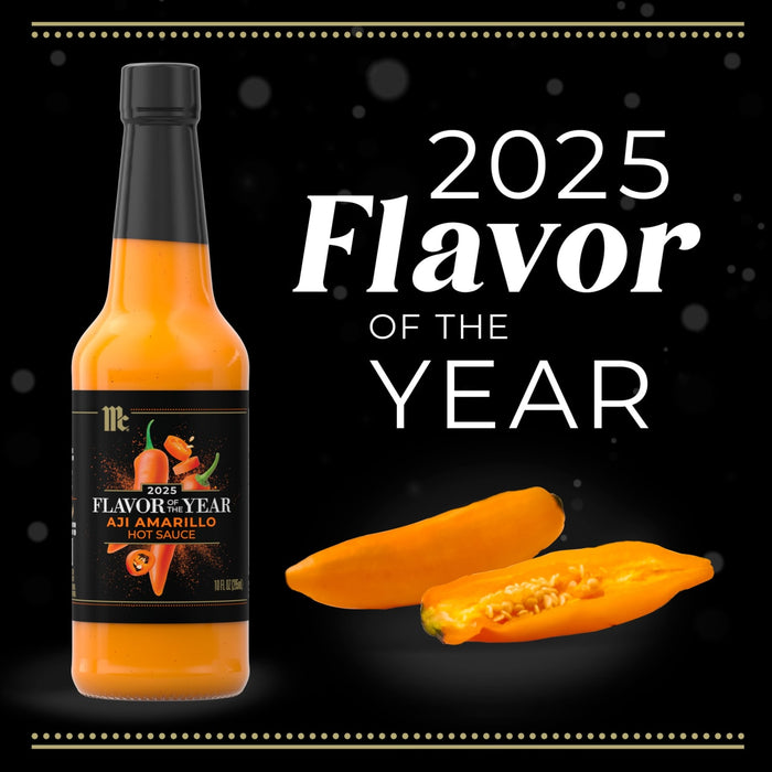 A bottle of Yellow Chili Elixir hot sauce is featured alongside the text 2025 Flavor of the Year.