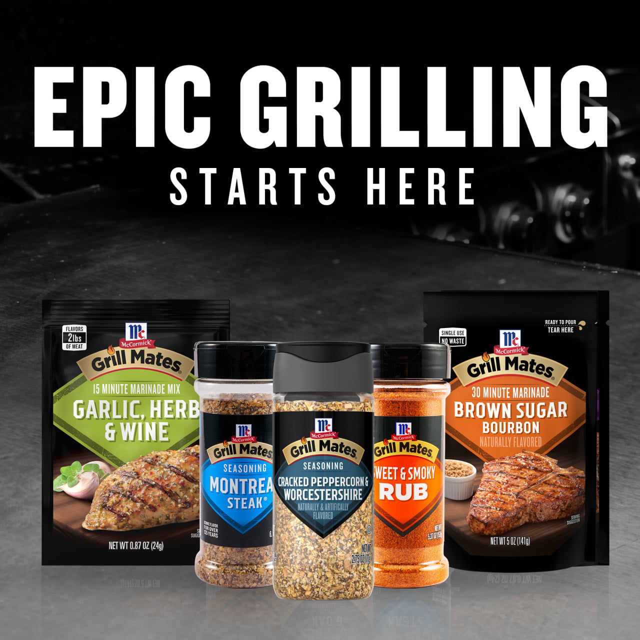 McCormick® GRILL MATES® Cracked Peppercorn & Worcestershire Seasoning,