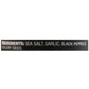 Ingredients list showing sea salt, garlic, black pepper, and celery seed.
