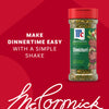 An advertisement shows a bottle of Mccormick Chimichurri Flavored Seasoning, 2.47 Oz, against a red background with the marketing slogan, Make dinnertime easy with a simple shake.