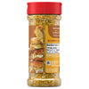 A clear bottle of Mccormick, 4.66 Oz Signature Seasonings Caramelized Onion is shown with its iconic red cap and a brown label featuring a serving suggestion of cheesy bread.