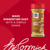 An advertisement for Mccormick Caramelized Onion Seasoning, 4.66 Oz shows the bottle on a red background next to the text, MAKE DINNERTIME EASY WITH A SIMPLE SHAKE.