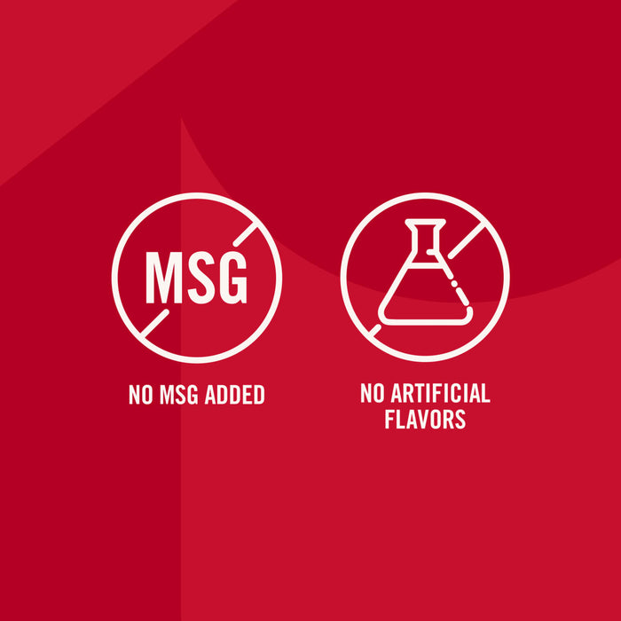An infographic highlights the quality of Mccormick Chili Garlic Seasoning, 5.22 Oz, with icons indicating no MSG added and no artificial flavors.
