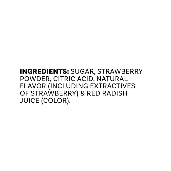 The ingredients list for Mccormick Strawberry Finishing Sugar, 3.67 Oz, shows sugar, strawberry powder, citric acid, natural flavor, and red radish juice for color.