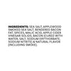 The ingredients list for Mccormick Applewood Smoked Salt And Bacon Finishing Salt, 3.32 Oz, includes sea salt, applewood smoked sea salt, and rendered bacon fat.