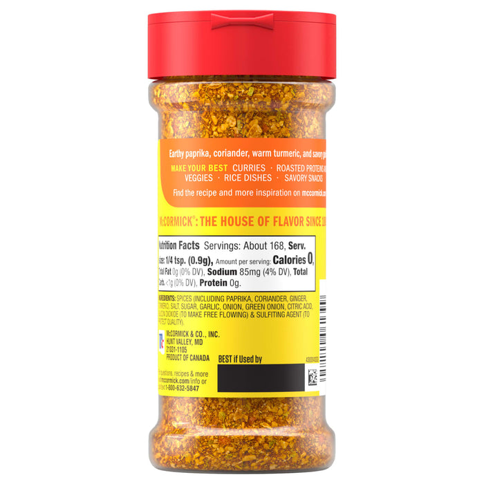A bottle of McCormick Culinary Global Selects Curry Powder.