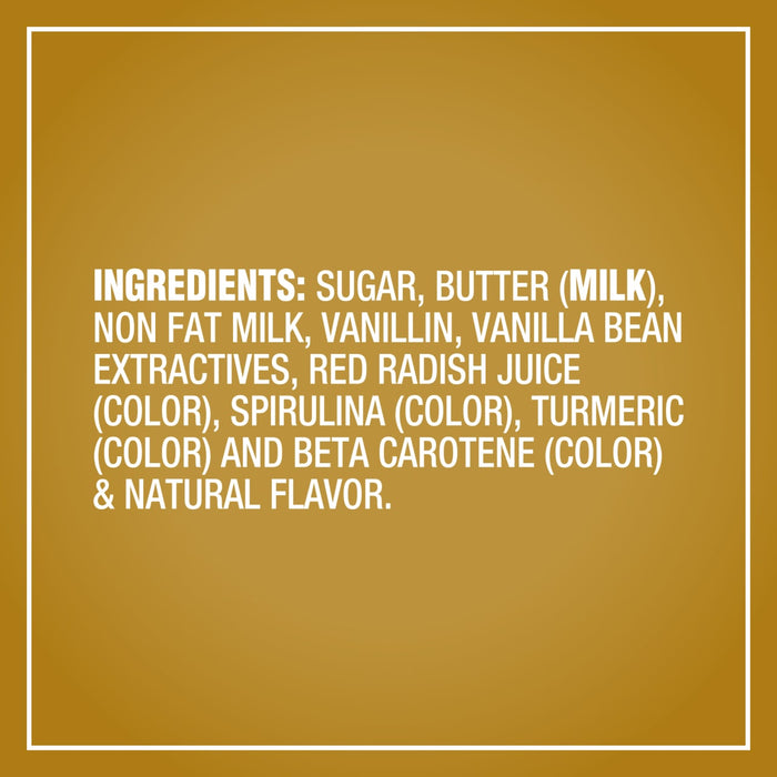An ingredient list for Mccormick Sugar Cookie Finishing Sugar, 3.39 Oz includes sugar, butter, non fat milk, vanillin, vanilla bean extractives, and natural colors from red radish juice, spirulina, turmeric, and beta carotene.