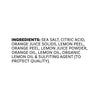 The ingredients list for Mccormick Zesty Lemon Finishing Salt, 4.97 Oz, details its contents, including sea salt, citric acid, and various orange and lemon components.