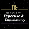A graphic celebrates 135 years of expertise and consistency, featuring a stylized logo.