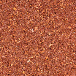 A close-up shows a mixture of red and tan spices, possibly a seasoning blend.