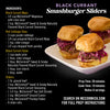 This image shows a recipe for Black Currant Smashburger Sliders, featuring McCormick Sweet &amp; Smoky Naturally Flavored Black Currant Seasoning.