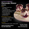 This image shows a recipe for Black Currant Cheesecake Mousse, featuring McCormick Pure Vanilla Extract and McCormick Black Currant Finishing Sugar.