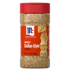 This is a container of McCormick Spicy Sicilian-Style Seasoning.