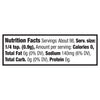 Nutrition facts label showing a serving size of 1/4 tsp (0.9g) contains 0 calories and 140mg of sodium.