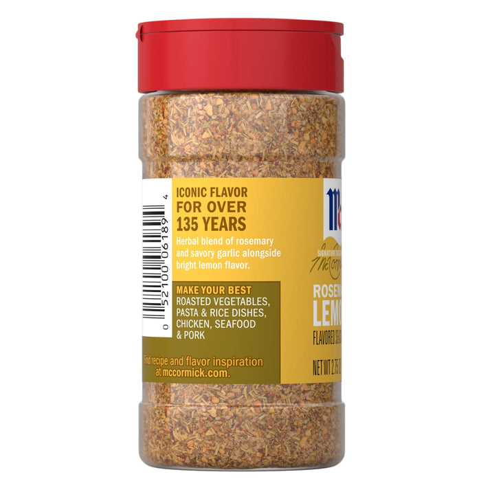 A bottle of McCormick Rosemary Lemon Flavored Seasoning.