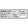 Nutrition facts label showing a serving size of 1/4 tsp (0.7g) with 0 calories, 0g total fat, 125mg sodium, 0g total carbohydrate, and 0g protein.