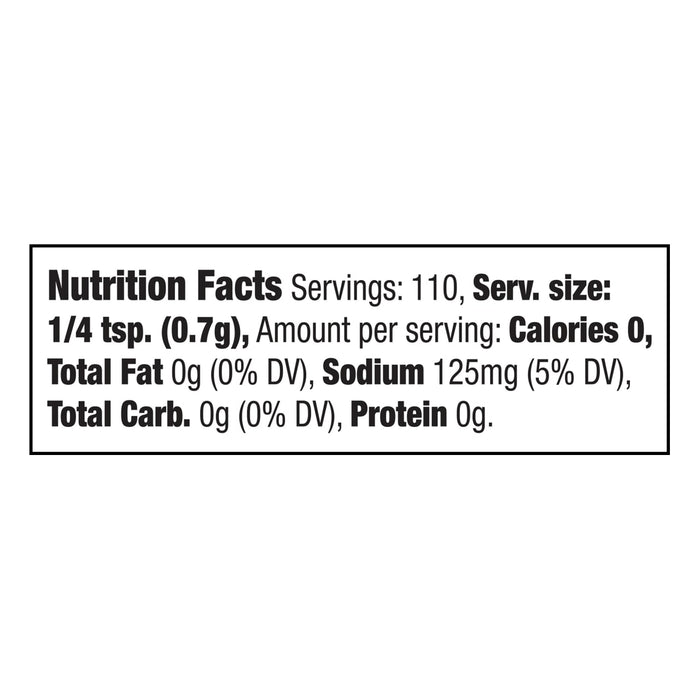 This image displays the nutrition facts for Mccormick Rosemary Lemon Seasoning, 2.75 Oz, detailing information like calories, fat, and sodium per serving.