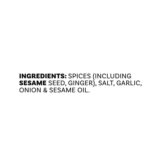 The ingredients list for Mccormick Sesame Ginger Seasoning, 2.5 Oz, shows spices including sesame seed and ginger, salt, garlic, onion, and sesame oil.