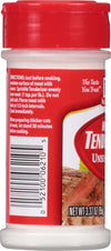 ['McCormick Tenderizer Unsalted Seasoning, a red container with a white label and a barcode.']