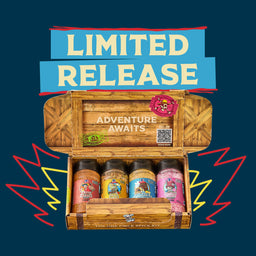 A promotional image for the limited release Mccormick, 10.49 Oz One Piece Spice Kit, featuring four themed seasonings in a treasure chest-style box with the text Adventure Awaits.