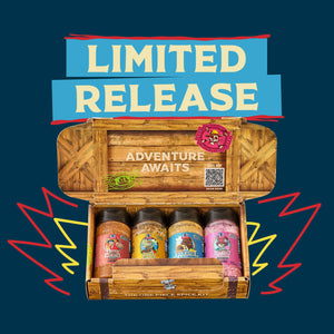 A promotional image for the limited release Mccormick, 10.49 Oz One Piece Spice Kit, featuring four themed seasonings in a treasure chest-style box with the text Adventure Awaits.