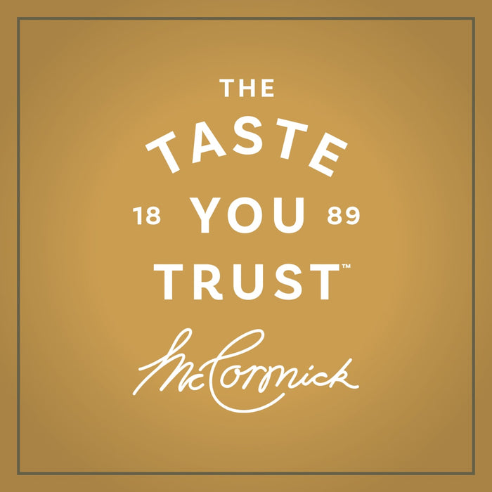 The McCormick brand logo, representing the quality behind Mc Mixed Berry Fin Sgr 72/6/3.15 Oz, features the tagline The Taste You Trust and the founding year 1889 on a gold background.
